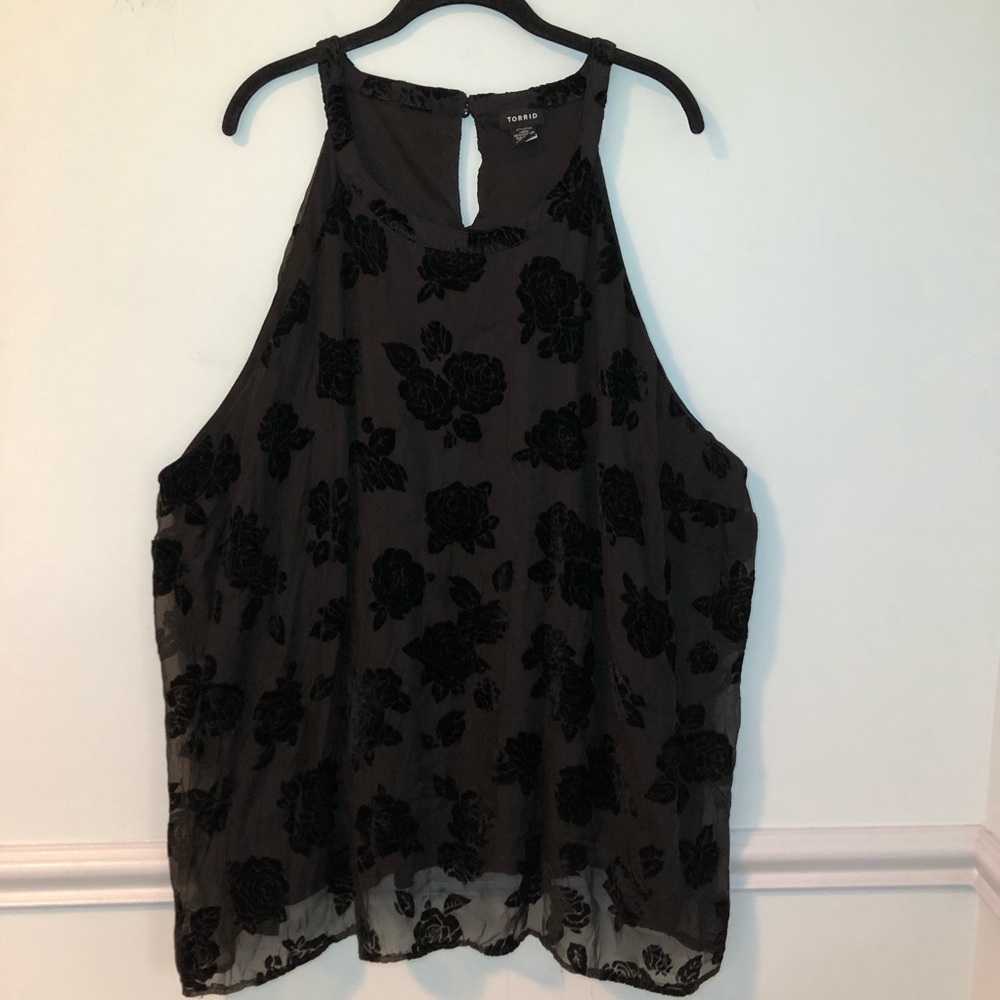 Torrid Black Floral Sleeveless Blouse Size 6X